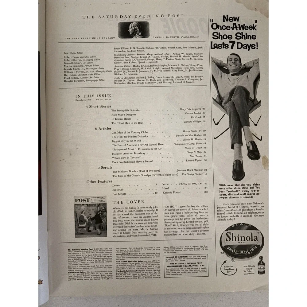 SANTA'S LAP CHRISTMAS SATURDAY EVENING POST COMPLETE Broadway DEC 6 1958